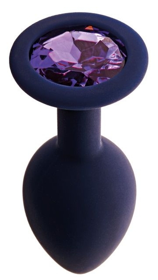 Черничная анальная пробка с фиолетовым кристаллом Gamma L - 9,4 см. - фото, цены
