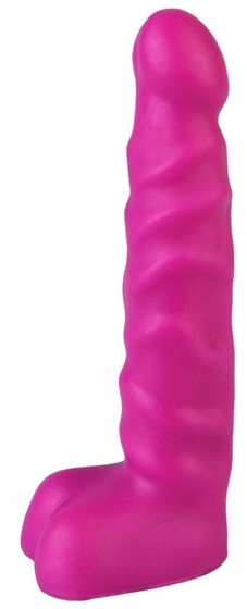 Фиолетовый анальный стимулятор с мошонкой - 14 см. - фото, цены