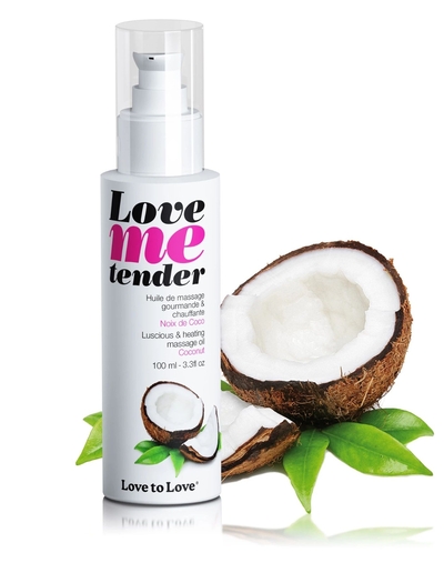 Съедобное согревающее массажное масло Love Me Tender Cocos с ароматом кокоса - 100 мл. - фото, цены
