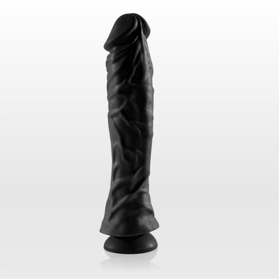 Чёрный фаллоимитатор на присоске с ярко выраженным рельефом - 21,5 см. - фото, цены
