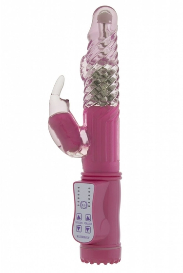 Розовый вибратор Vibrating Rabbit с клиторальным отростком - 22 см. - фото, цены