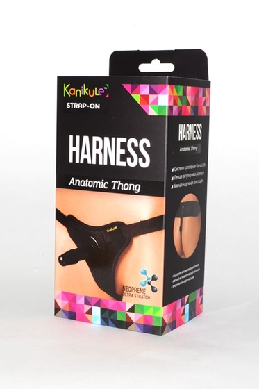 Чёрные трусики с плугом Kanikule Strap-on Harness Anatomic Thong - фото, цены