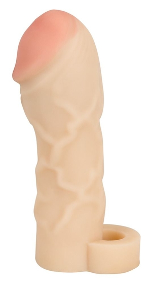 Закрытая удлиняющая насадка на пенис с подхватом мошонки Thicker Bigger Extension - 17 см. - фото, цены