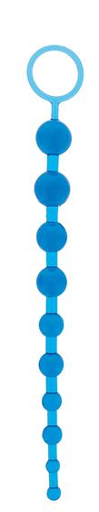 Синяя анальная цепочка с кольцом Oriental Jelly Butt Beads - 26,6 см. - фото, цены
