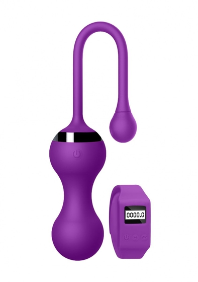 Фиолетовые вагинальные шарики Kegel Egg с браслетом - фото, цены