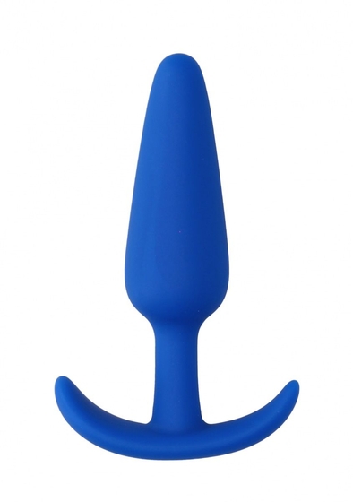 Синяя анальная пробка для ношения Slim Butt Plug - 8,3 см. - фото, цены