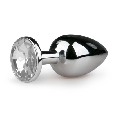 Серебристая анальная втулка с прозрачным кристаллом - 7,2 см. - фото, цены