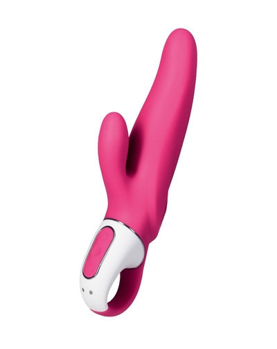 Ярко-розовый вибратор Satisfyer Mr. Rabbit с клиторальным отростком - 22,1 см. - фото, цены