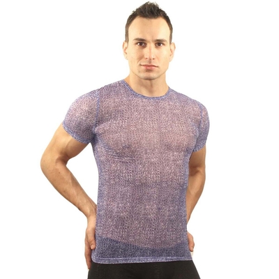 Фиолетовая облегающая футболка с рисунком-ячейками - фото, цены