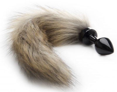 Черная маленькая анальная пробка с хвостиком Fox Tail Buttplug - фото, цены