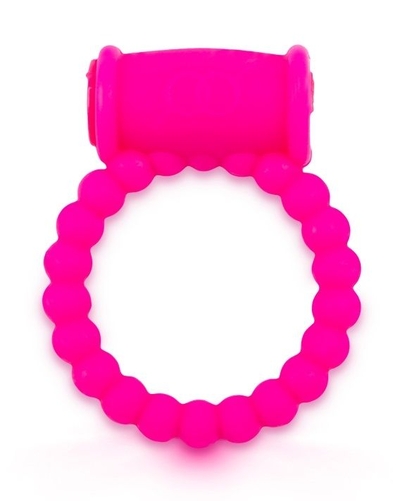 Розовое малоэластичное эрекционное кольцо с вибрацией - фото, цены