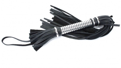 Черная плеть с серебристой ручкой - 45 см. - фото, цены