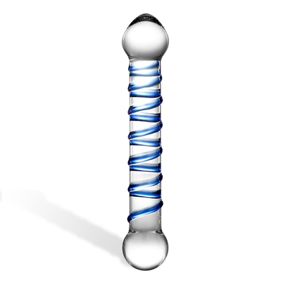 Прозрачный фаллос с голубой спиралью Spiral Dildo - 17 см. - фото, цены