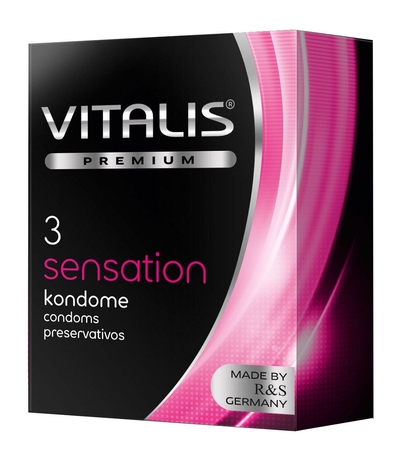 Презервативы с пупырышками и кольцами Vitalis Premium sensation - 3 шт. - фото, цены