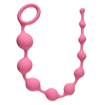 Розовая анальная цепочка Long Pleasure Chain - 35 см. - фото, цены