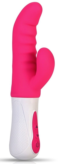 Ярко-розовый стимулятор-кролик Punch G - 23,7 см. - фото, цены