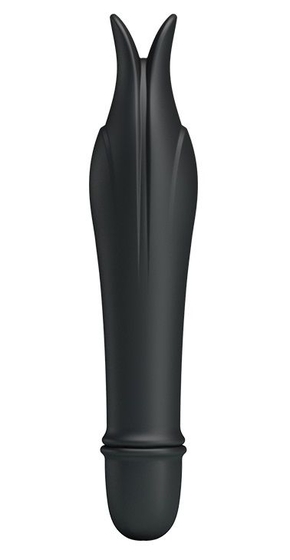 Чёрный миниатюрный вибромассажер Edward с усиками - 14,5 см. - фото, цены