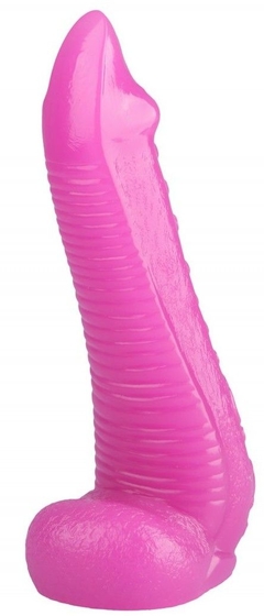 Розовая рельефная реалистичная анальная втулка - 22 см. - фото, цены