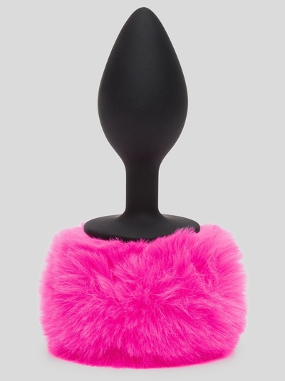 Черная анальная пробка с розовым хвостом Medium Bunny Tail Butt Plug - фото, цены