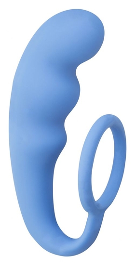 Голубое эрекционное кольцо с анальным стимулятором Mountain Range Anal Plug - фото, цены