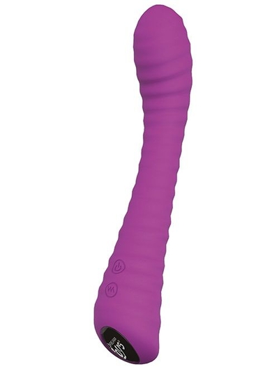 Фиолетовый перезаряжаемый вибратор с ребрышками Queen Of Hearts - 21 см. - фото, цены