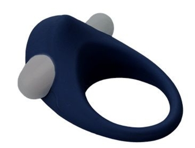 Гладкое синее эрекционное виброкольцо Stimu Ring - фото, цены