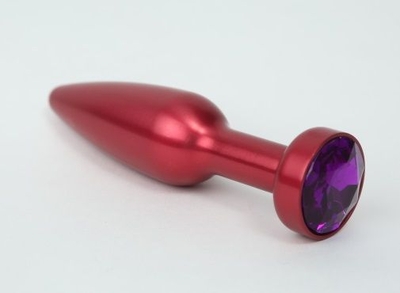 Большая красная анальная пробка с фиолетовым стразом - 11,2 см. - фото, цены