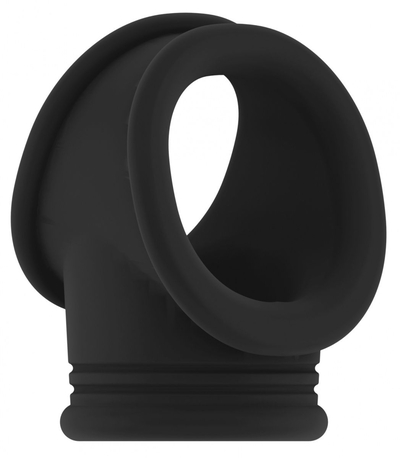 Черное эрекционное кольцо для пениса и мошонки No48 Cockring with Ball Strap - фото, цены