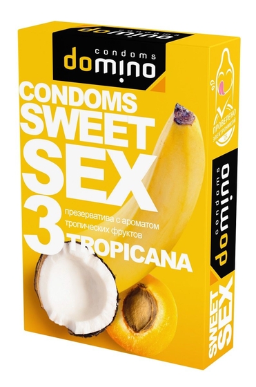 Презервативы для орального секса Domino Sweet Sex с ароматом тропических фруктов - 3 шт. - фото, цены