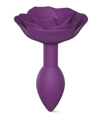 Фиолетовая анальная пробка с ограничителем-розой Open Rose Size S Butt Plug - фото, цены
