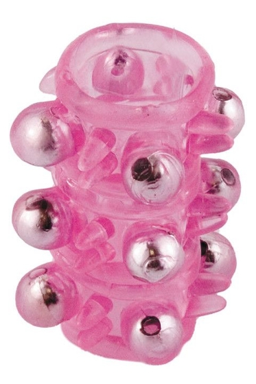 Розовая насадка c шариками Pleasure Sleeve - фото, цены