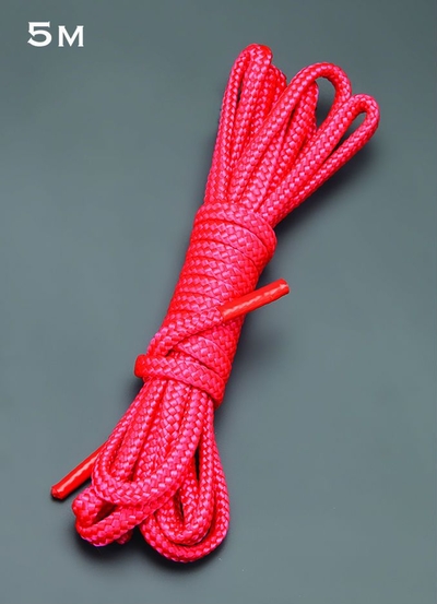 Красная шелковистая веревка для связывания - 5 м. - фото, цены