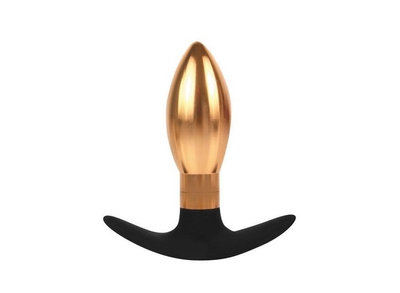Каплевидная анальная втулка золотисто-черного цвета - 9,6 см. - фото, цены