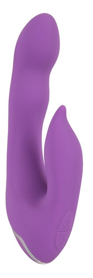Фиолетовый вибромассажёр для внутренней и наружной стимуляции Purple Vibe G-Spot - 20 см. - фото, цены