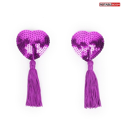 Фиолетовые текстильные пестисы в форме сердечек с кисточками - фото, цены