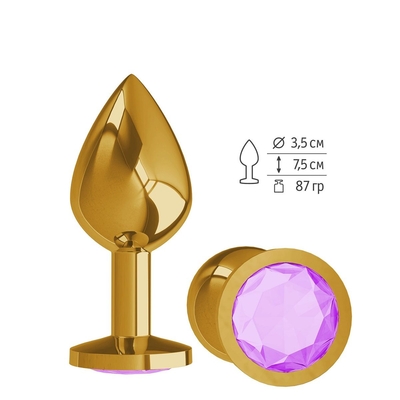 Золотистая средняя пробка с сиреневый кристаллом - 8,5 см. - фото, цены