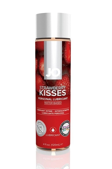 Лубрикант на водной основе с ароматом клубники Jo Flavored Strawberry Kisses - 120 мл. - фото, цены