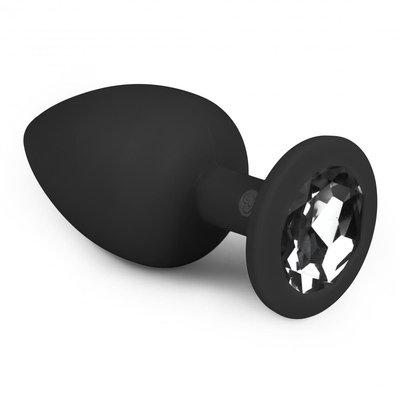 Черная анальная пробка с кристаллом Diamond Plug Large - 10 см. - фото, цены