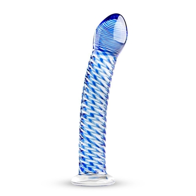 Голубой стеклянный фаллоимитатор Glass Dildo No.5 - 18 см. - фото, цены