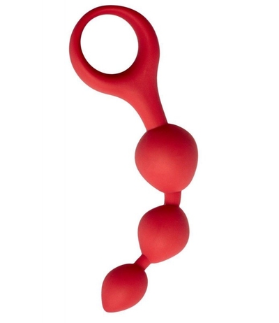 Красная анальная цепочка Anal Chain с ручкой-кольцом - фото, цены