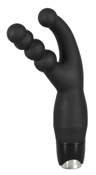 Чёрный анально-вагинальный вибратор Double Vibrator - 21 см. - фото, цены