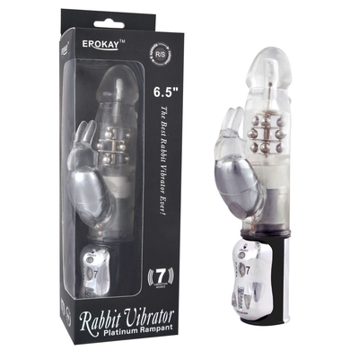 Вибратор Classicle Rabbit Silver с ротацией - 24 см. - фото, цены