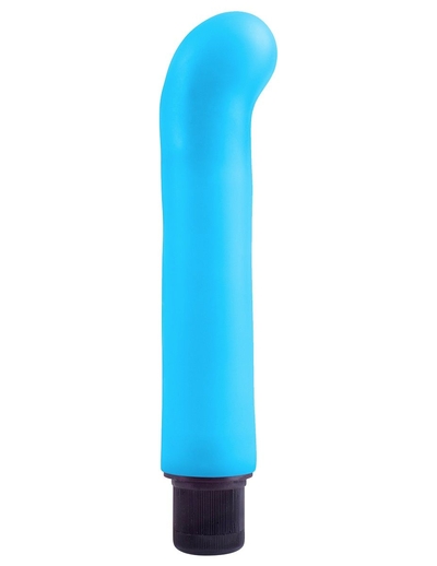 Голубой вибромассажер с загнутым кончиком Xl G-Spot Softees - 16,2 см. - фото, цены