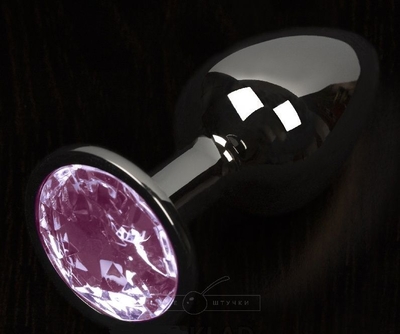 Графитовая анальная пробка с розовым кристаллом - 8,5 см. - фото, цены
