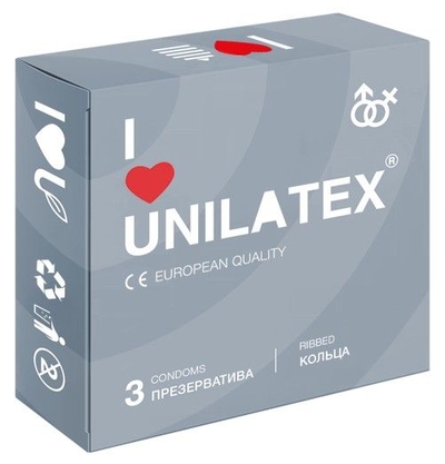 Презервативы с рёбрами Unilatex Ribbed - 3 шт. - фото, цены