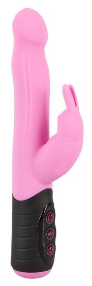 Розовый вибратор-кролик с ротацией Rotating Rabbit - 21,7 см. - фото, цены