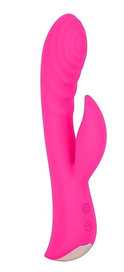 Ярко-розовый вибромассажер-кролик 5 Silicone Ripple Passion - 19,1 см. - фото, цены