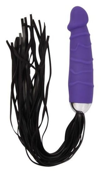 Черная плеть с фиолетовой рукоятью-фаллоимитатором - фото, цены