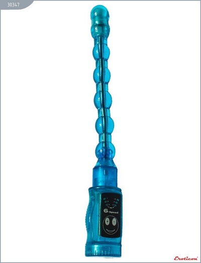 Голубой гнущийся анальный вибратор - 27 см. - фото, цены