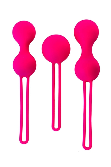 Набор из 3 розовых вагинальных шариков со шнурком - фото, цены